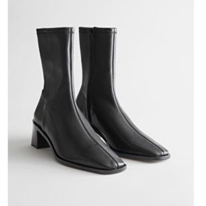 & Other Stories Square Toe Leather Sock Booties